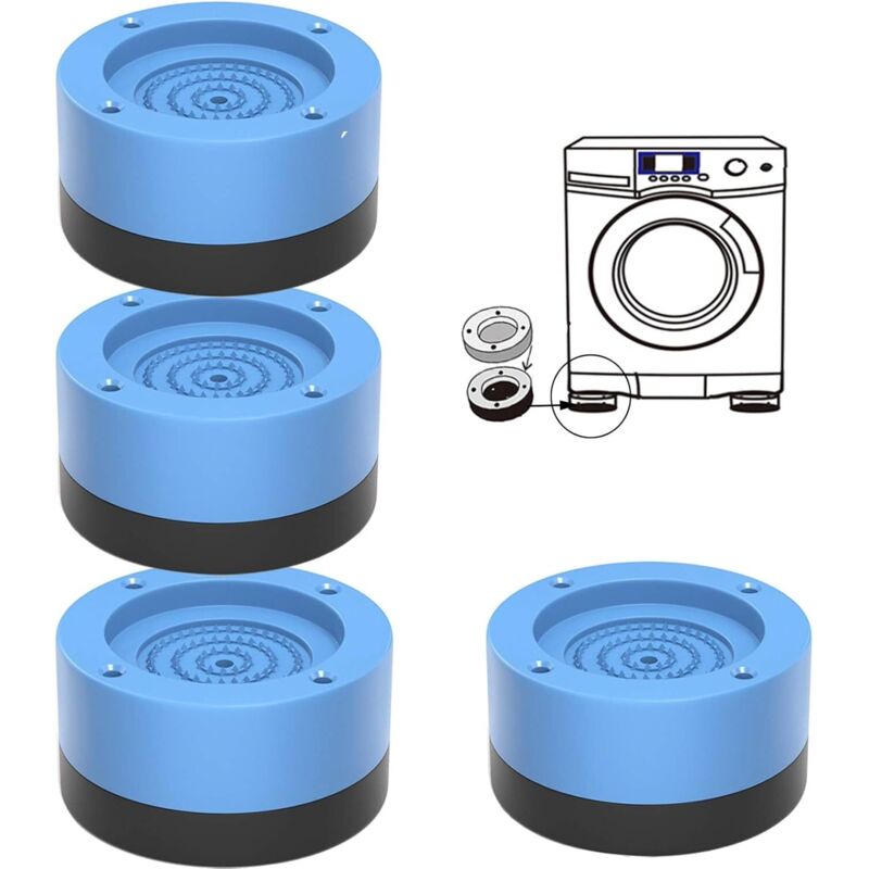 Füße Für Waschmaschinen, 4 Stück Waschmaschinenfüße, Antivibrations-pads Für Waschmaschinen, Rutschfest Und Vibrationsdämpfend, Für Waschmaschinen, Trockner, Kühlschränke (blau, 3,5 Cm)