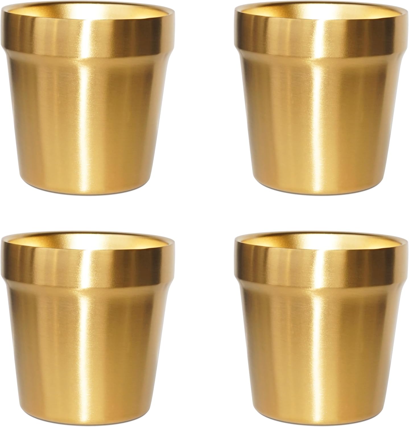 Edelstahlbecher (4er-set, Gold) Gebürstete Metallbecher, Unzerbrechlich, Stapelbar, Kaffee-/tee-/biergläser, 175 Ml (6 Oz)