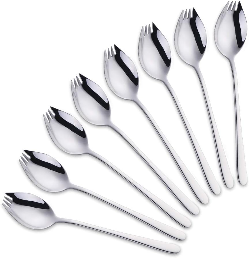 3-in-1 Besteckset (löffel, Gabel Und Messer) Für Camping, Outdoor-reisen, Edelstahl, Robust, Leicht – 8-teiliges Set (silber)