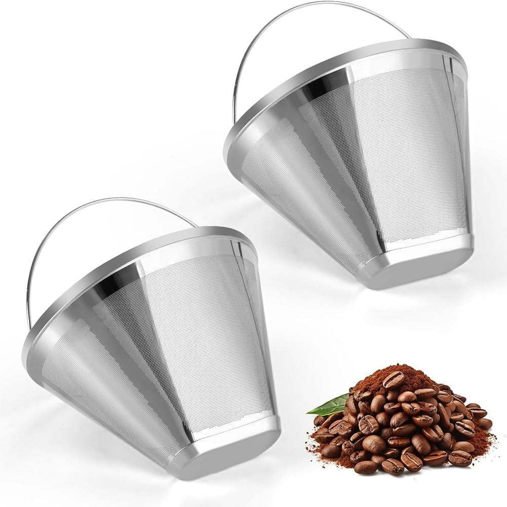Kaffeefilter Aus Edelstahl, Geeignet Als Ersatzfilter, Permanenter 4-kegel-kaffeefilter, 2 Stück