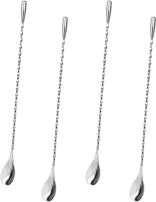 4-teiliges Set Cocktaillöffel Aus Edelstahl, Lange Rührlöffel Mit Spiralgriff, Gin-löffel Für Martinis, Cocktailshaker Für Die Bar