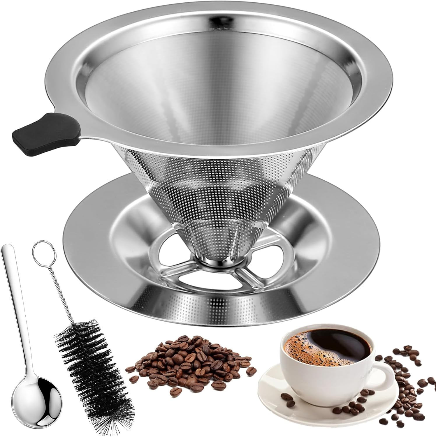 Kaffeefilter, Wiederverwendbarer, Dauerhafter Edelstahl-kaffeefilter Für Die Manuelle Kaffeezubereitung, Papierloser Kaffeefilter