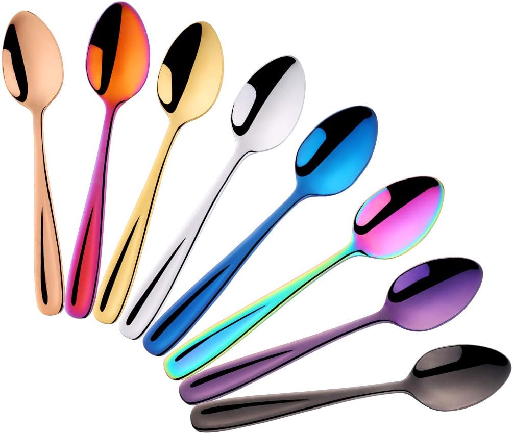 Set Mit 8 Edelstahl-tee-/kaffee-/dessertlöffeln, 14 Cm (5,5 Zoll) (8 Farben)