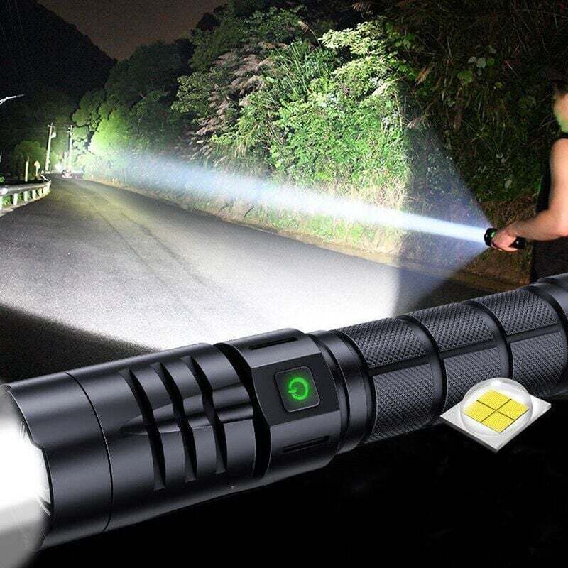 Extrem Leistungsstarke 10000 Lumen Led: Eine Unverzichtbare Taktische Militärtaschenlampe Mit Usb-ladefunktion, 5 Leuchtmodi Und Ipx4-wasserschutz.
