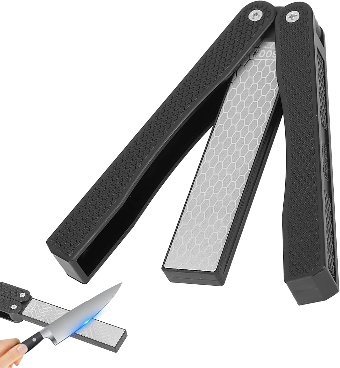 Doppelseitiger Diamantmesserschärfer, Klappbarer Manueller Scherenschärfer, Dicker Und Ultrafeiner 400/600er Diamant-küchenmesserschärfer