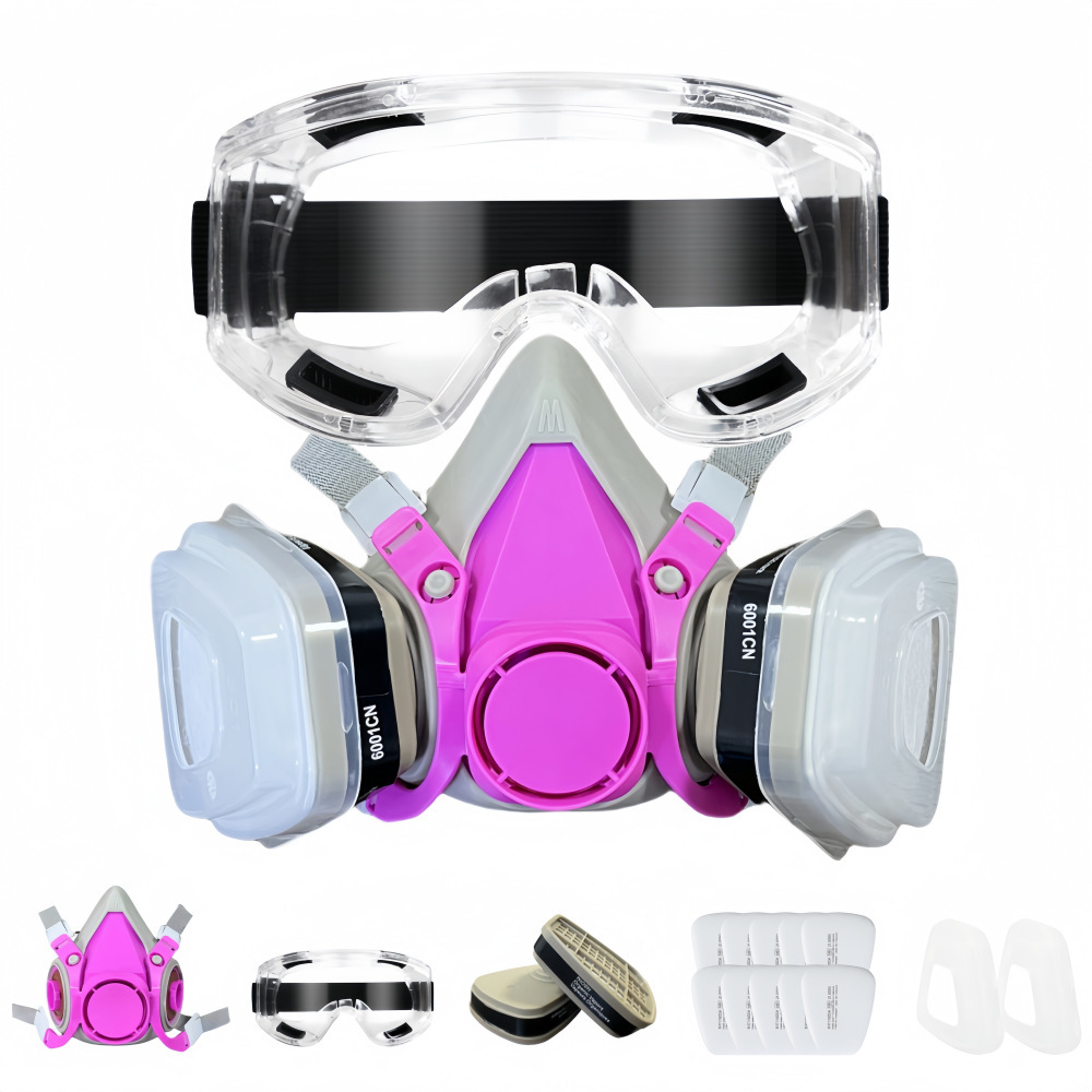 Pinkfarbene Halbgesichtsmaske Gegen Umweltverschmutzung – Schutz Vor Farben, Pestiziden, Industriestaub, Dämpfen, Nebel Und Dekorationspartikeln – Inklusive 10 Filtern-lsw