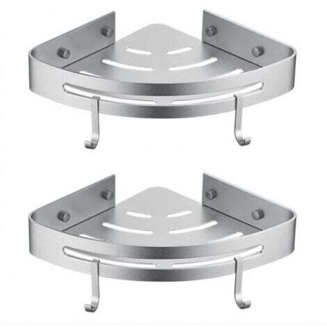 Eckduschablage – 2 Stück – Kein Bohren Erforderlich – Bohrfreies Badezimmerregal, Duschkorb, Wandmontierter, Selbstklebender Duschhalter Aus Aluminium, Shampoo-organizer (t