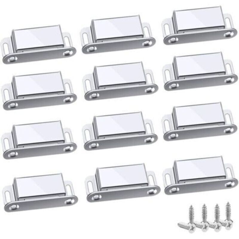 Magnetverschlüsse, 12 Stück, Starke Und Robuste Magnetverschlüsse Für Schränke, Bis Zu 6 Kg, Für Schubladen, Duschtüren, Kleiderschränke, Schränke, Möbel (45 Mm - 12 Stück)