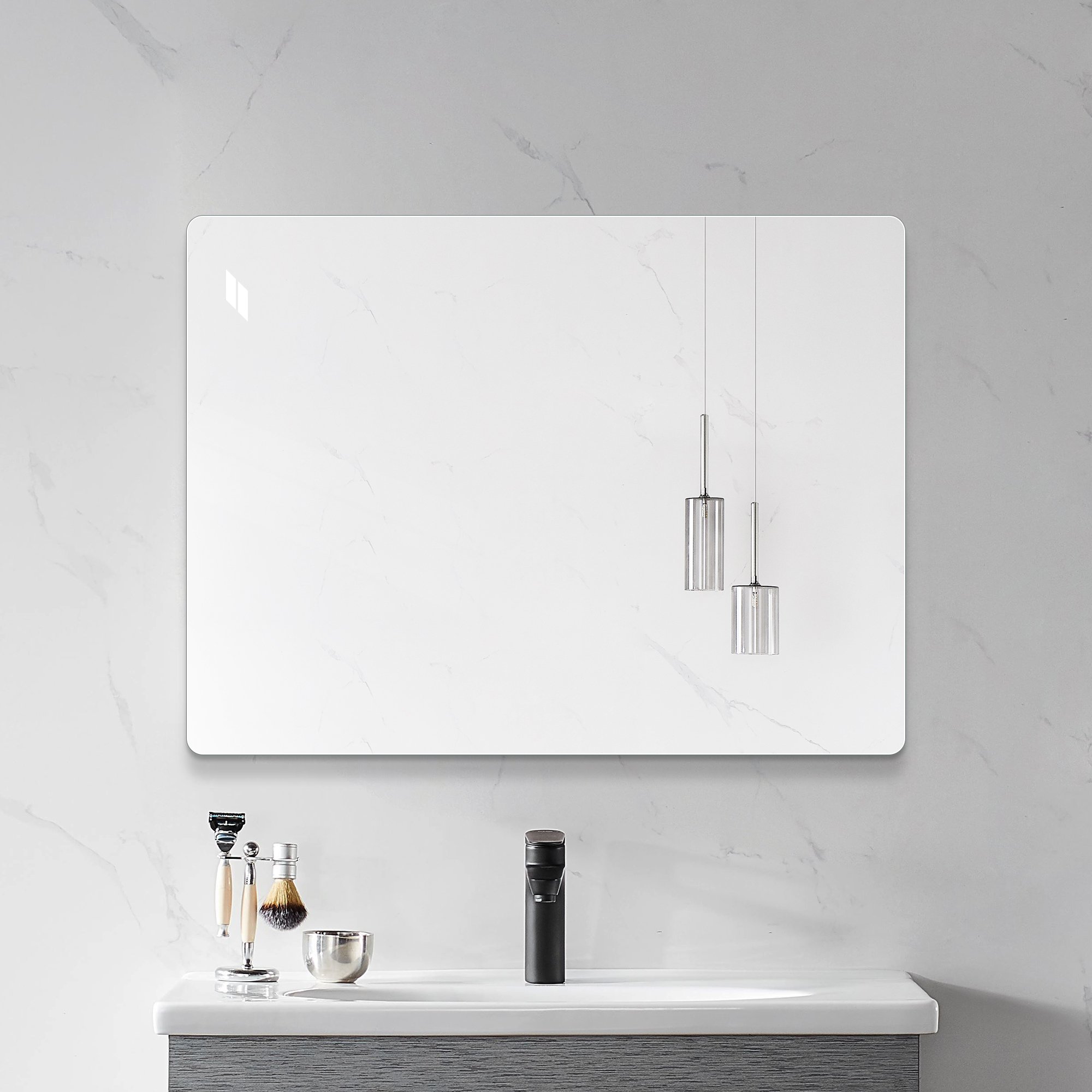 100×75 Cm Frameless Wall Mirror – Hd Copper-free Bathroom Mirror, Modern Vanity / Bedroom / Entryway Mirror, Vertical Or Horizontal Hanging Decorative Mirror With Shatterproof Film
