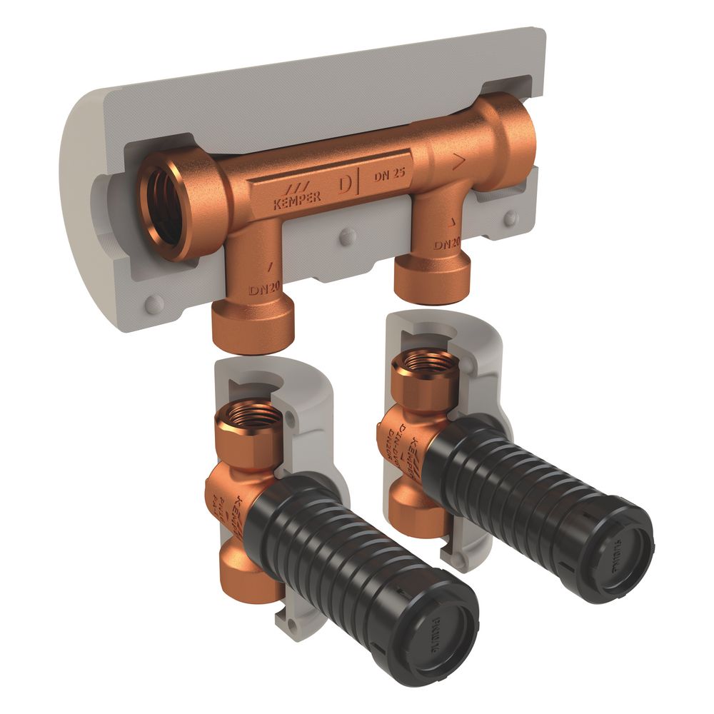 Kemper Khs Venturi-strömungsteiler-gruppe Dynamisch, Up, Dn 15/15/15 Ig, Pn 16, 90 Grad C, Mit Dämmschale, Figur 650 00
