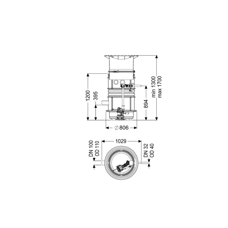 Kessel Aquapump Pumpstation Medium Mono 230v Gtf 1200, 1300-1750mm, Klasse B 125, Mechanisch