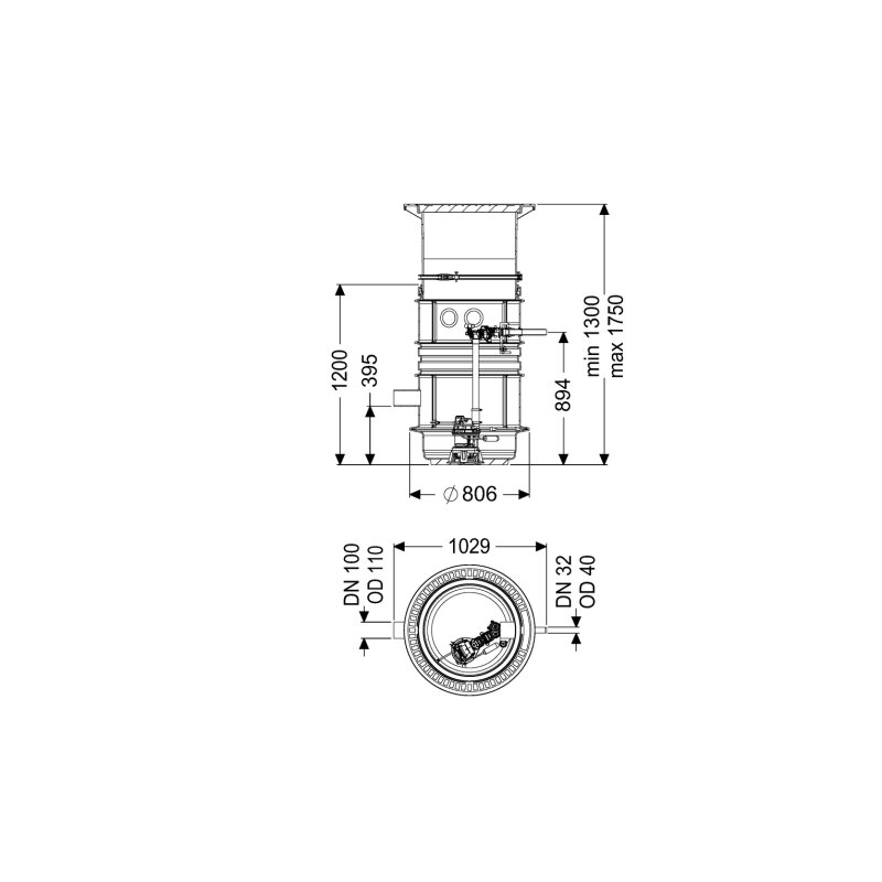 Kessel Aquapump Pumpstation Medium Mono 230v Gtf 1200, 1300-1750mm, Klasse D 400, Mechanisch