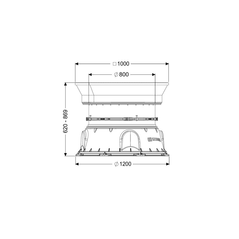 Kessel Lw 1000 Schachtmodul Bodenplatte, Lw 800, 620-869mm, Klasse B 125