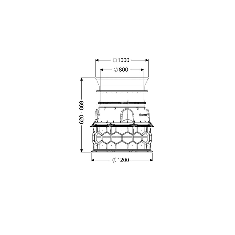 Kessel Lw 1000 Schachtmodul Bodenplatte, Lw 800, 620-869mm, Klasse D 400