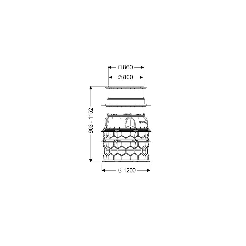 Kessel Lw 1000 Schachtmodul Bodenplatte, Lw 800, 903-1152mm, Klasse A 15/l 15