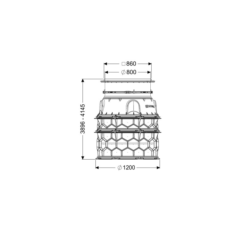 -schachtmodul Lw 1000 Bodenplatte Zugang Lw 800, 3896-4145 Mm, Klasse A 15