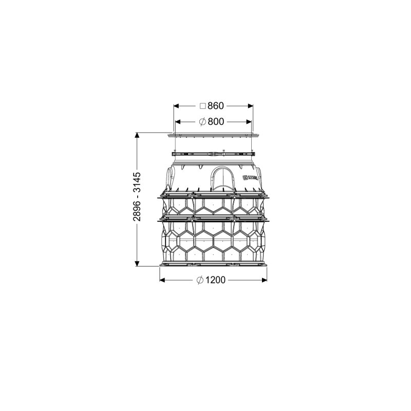 Kessel Lw 1000 Schachtmodul Bodenplatte, Lw 800, 2896-3145mm, Klasse A 15