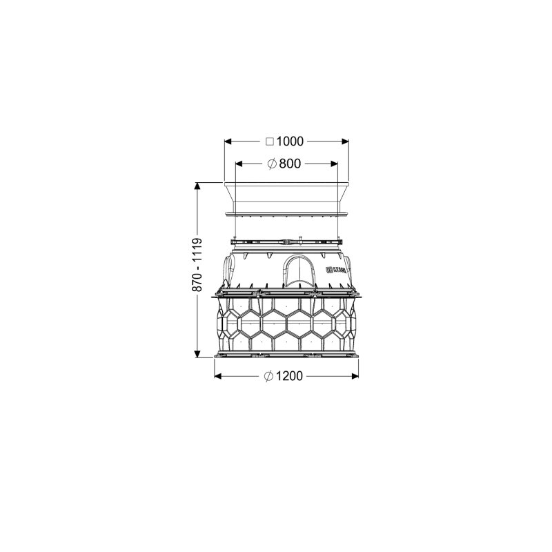 Kessel Lw 1000 Schachtmodul Bodenplatte, Lw 800, 870-1119mm, Klasse D 400