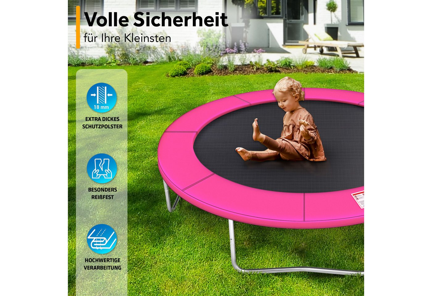 Kiduku® Trampolin Randabdeckung Pink Ø305 Cm Federabdeckung Reißfest Randschutz Bild 2