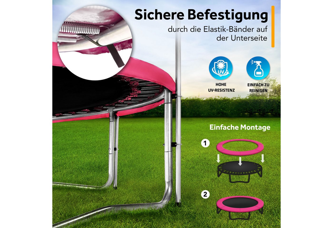 Kiduku® Trampolin Randabdeckung Pink Ø305 Cm Federabdeckung Reißfest Randschutz Bild 5