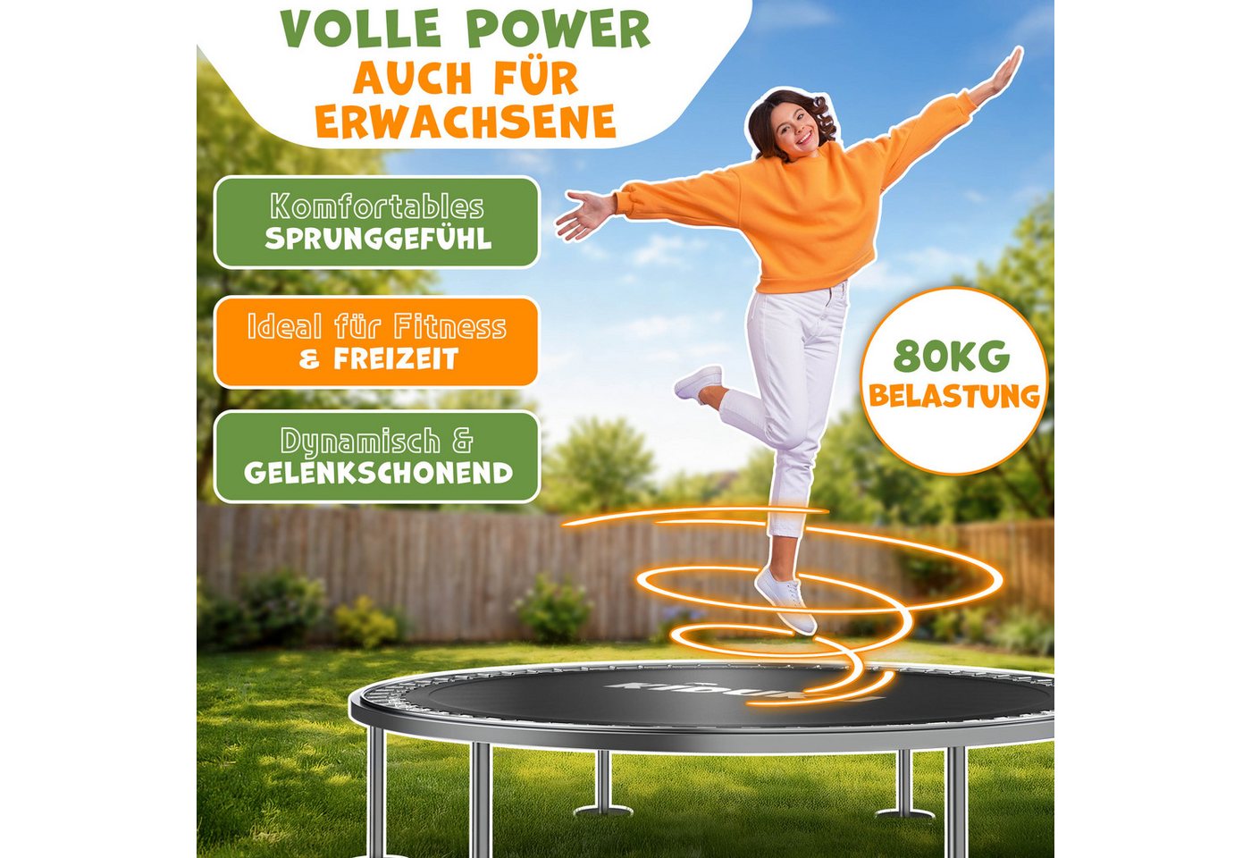 Kiduku® Trampolin Sprungtuch Ø 244 Cm / 48 Ösen Ersatz Sprungmatte Uv-beständig & Wetterfest Zubehör Ersatzmatte Garten-trampolin Trampolinsprungtuch 260g/m² Pp Bild 5