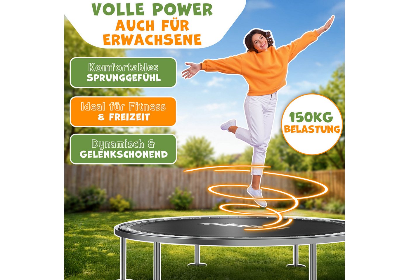 Kiduku® Trampolin Sprungtuch Ø 366 Cm / 72 Ösen Ersatz Sprungmatte Uv-beständig & Wetterfest Zubehör Ersatzmatte Garten-trampolin Trampolinsprungtuch 260g/m² Pp Bild 2