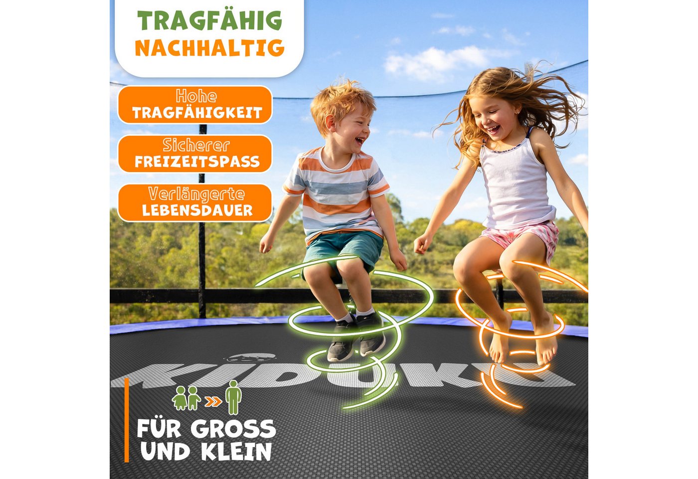 Kiduku® Trampolin Sprungtuch Ø 366 Cm / 72 Ösen Ersatz Sprungmatte Uv-beständig & Wetterfest Zubehör Ersatzmatte Garten-trampolin Trampolinsprungtuch 260g/m² Pp Bild 3