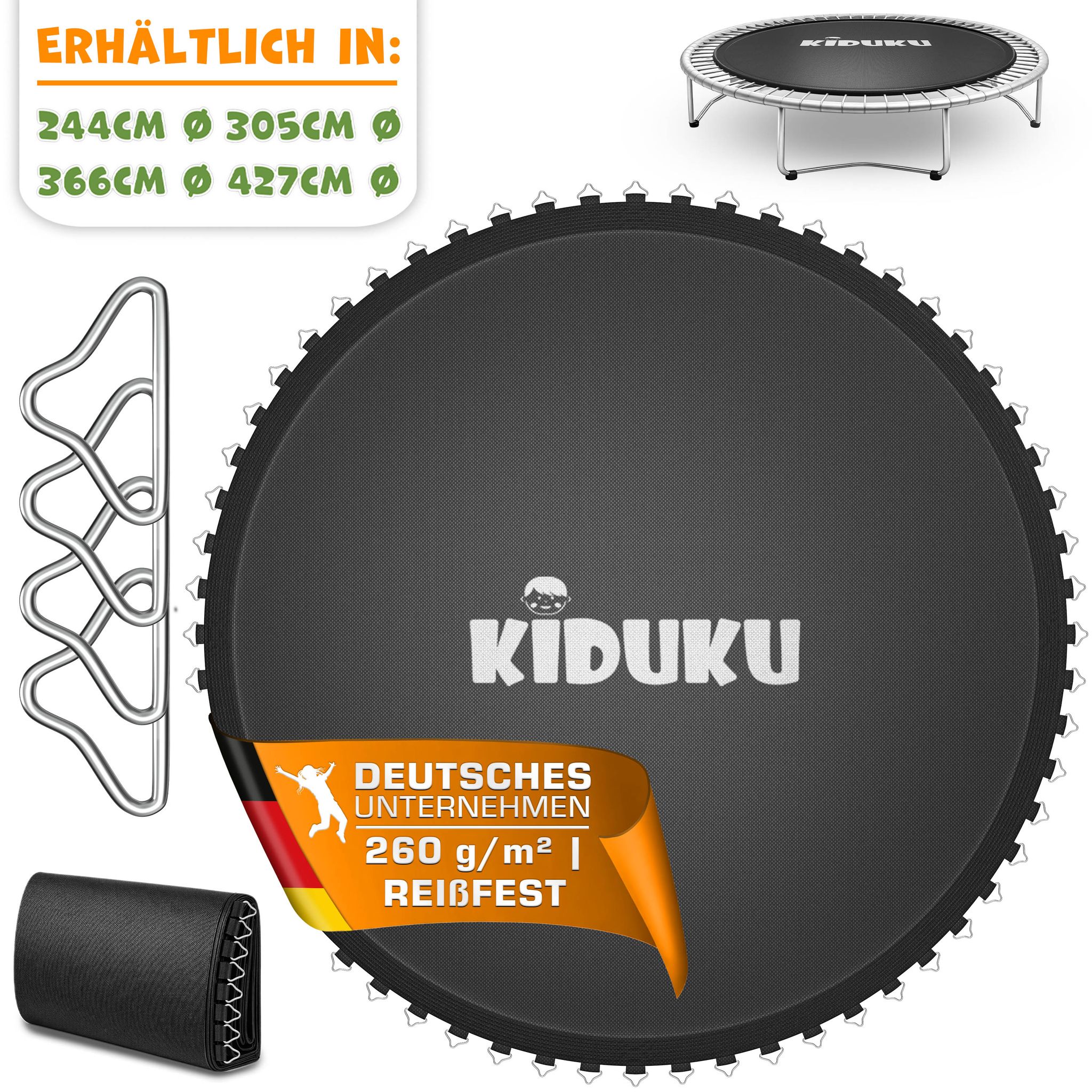 Kiduku® Trampolin Sprungtuch Ø 427 Cm / 96 Ösen Ersatz Sprungmatte Uv-beständig & Wetterfest Zubehör Ersatzmatte Garten-trampolin Trampolinsprungtuch 260g/m² Pp