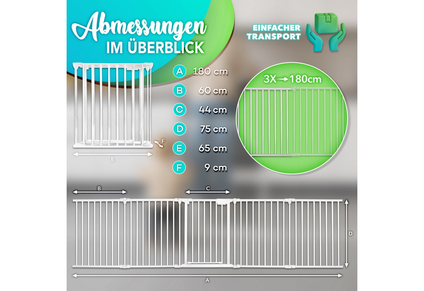 Kiduku Kaminschutzgitter 180 Cm Weiß Baby Absperrgitter Ofenschutzgitter Laufstall Türschutzgitter Bild 4