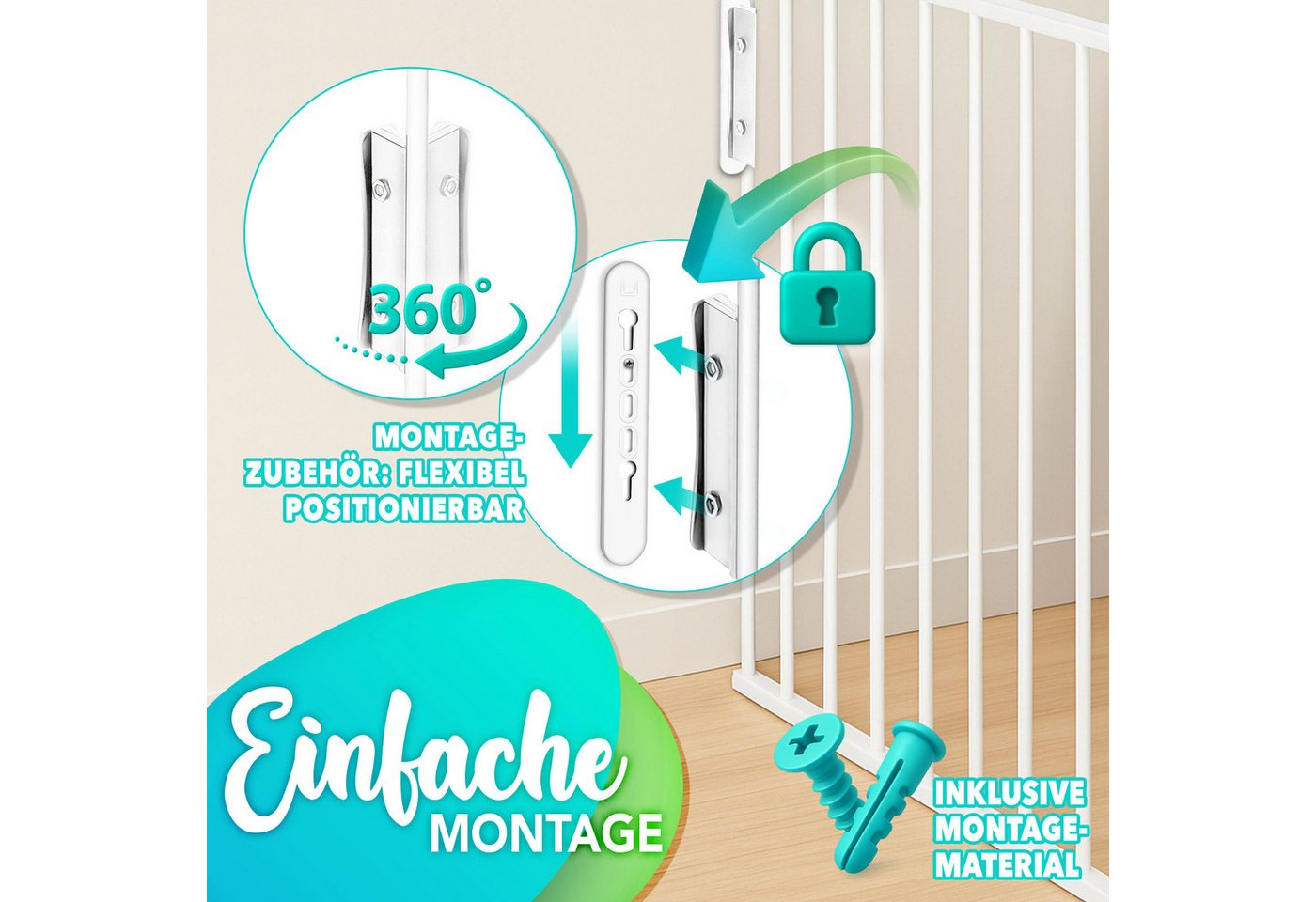 Kiduku Kaminschutzgitter 180 Cm Weiß Baby Absperrgitter Ofenschutzgitter Laufstall Türschutzgitter Bild 5