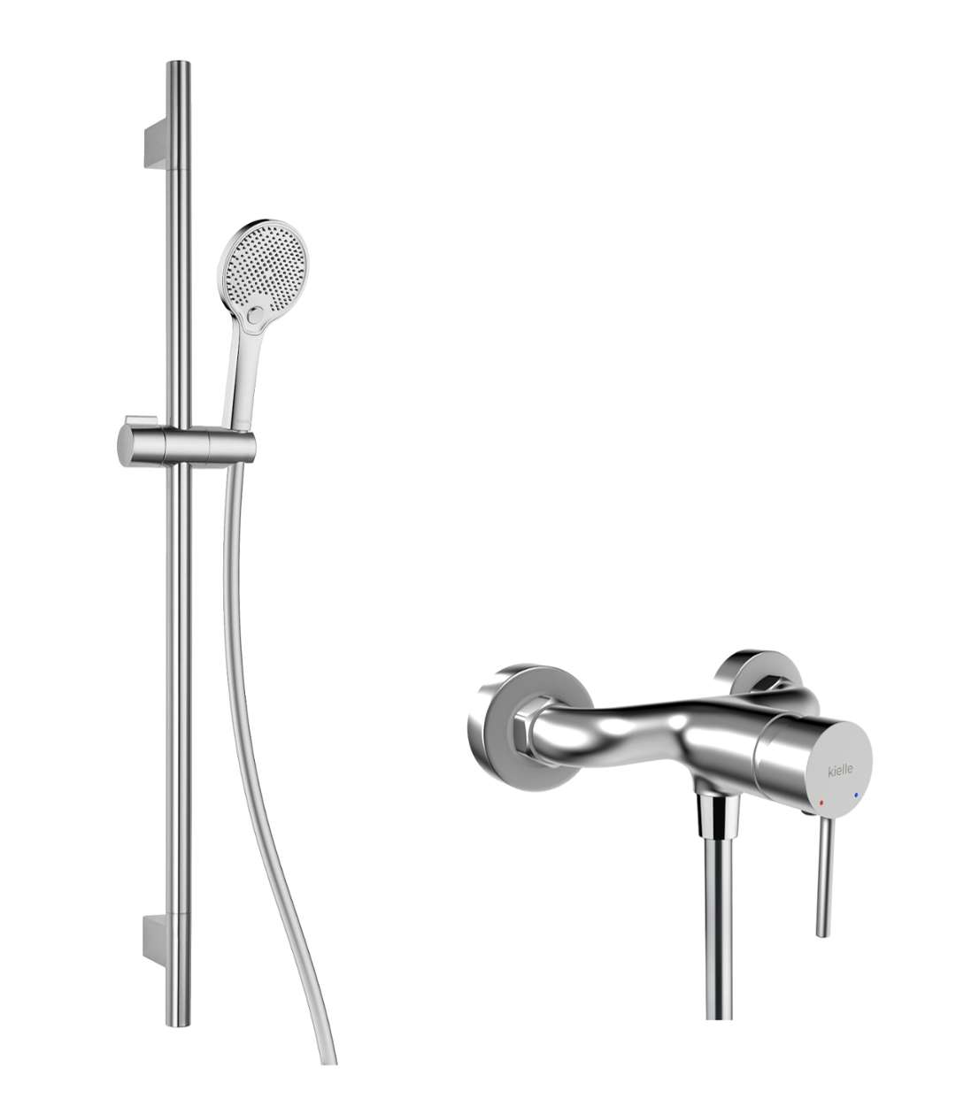 Kielle Oudee - Duschset Mit Armatur, Stange, Schlauch Und Duschkopf Ecospare, Chrom 20602sn40