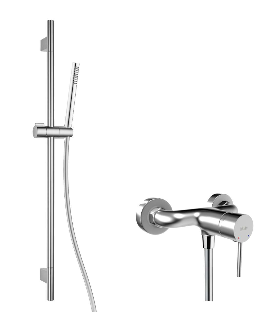 Kielle Oudee - Duschset Mit Armatur, Stange, Schlauch Und Duschkopf Ecospare, Chrom 20602sn20