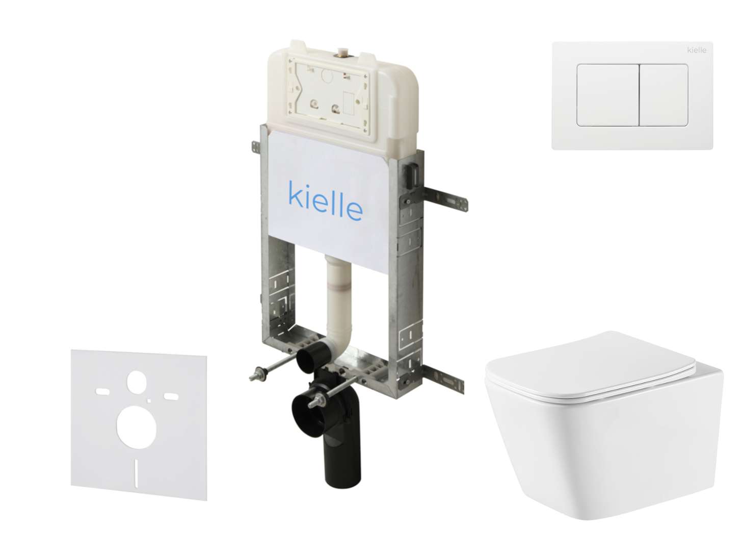 Kielle Genesis New - Set Vorwandinstallation, Wc Arkas I, Vortex Rimless+, Softclose-sitz Und Betätigungsplatte Gemini New Iii, Hochglanz Weiß 30528sz79