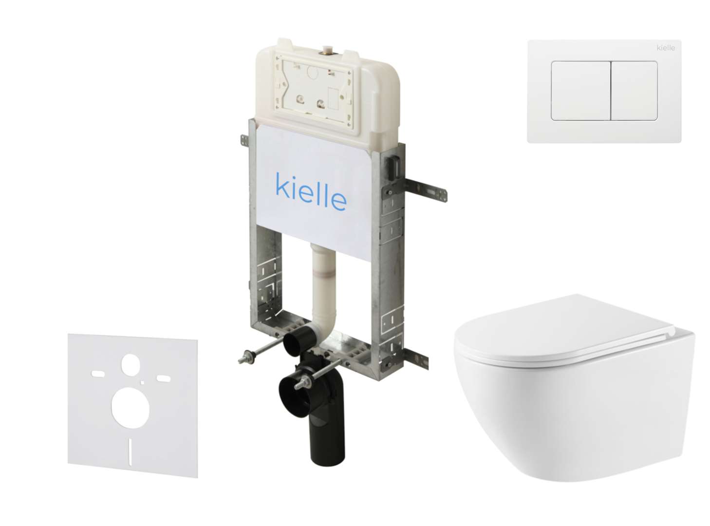 Kielle Genesis New - Set Vorwandinstallation, Wc Oudee, Vortex Rimless+, Softclose-sitz Und Betätigungsplatte Gemini New Iii, Hochglanz Weiß 30528sz61