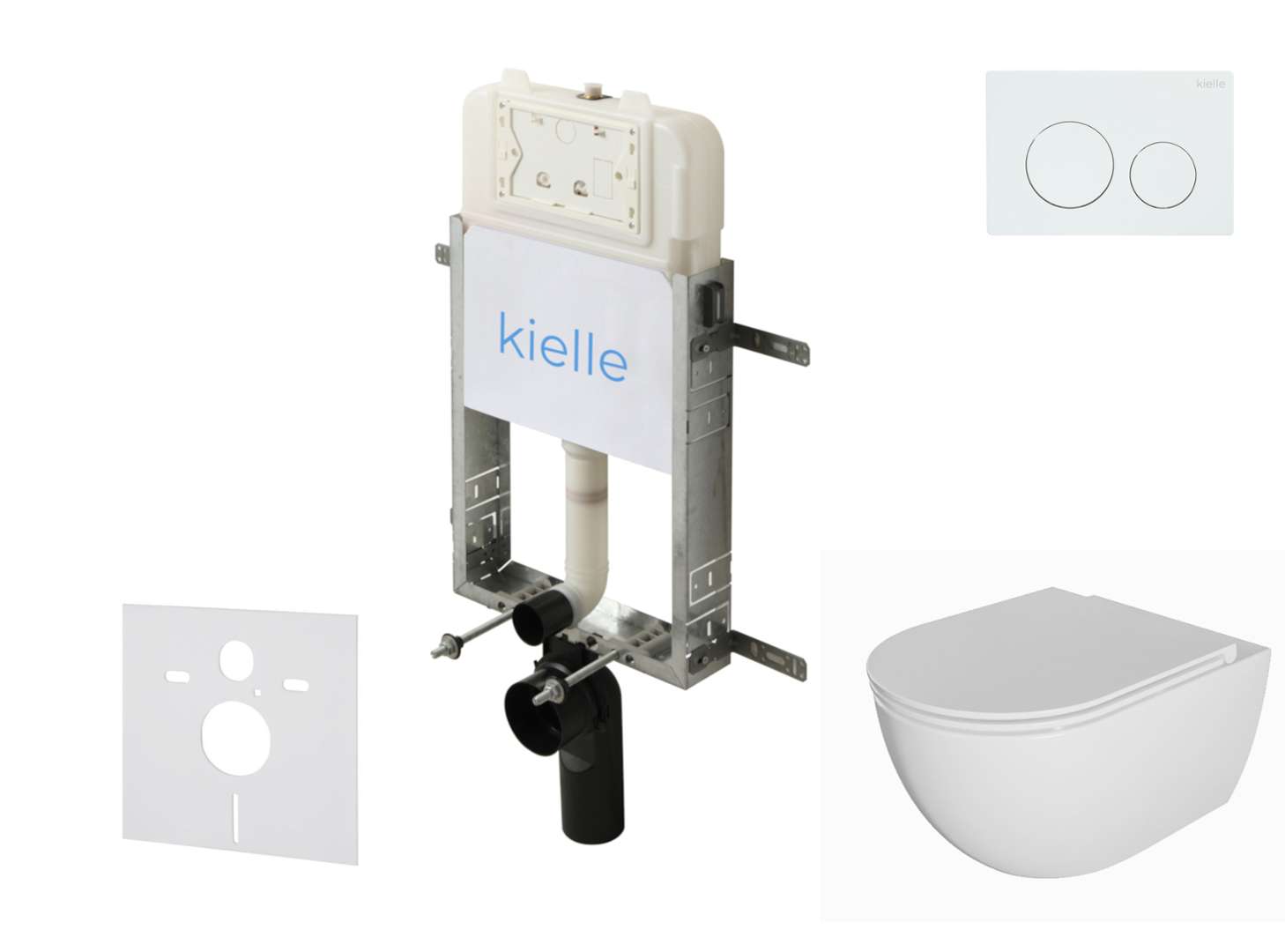 Kielle Genesis New - Set Vorwandinstallation, Wc Oudee, Rimless, Softclose-sitz Und Betätigungsplatte Gemini New I, Hochglanz Weiß 30528ss01