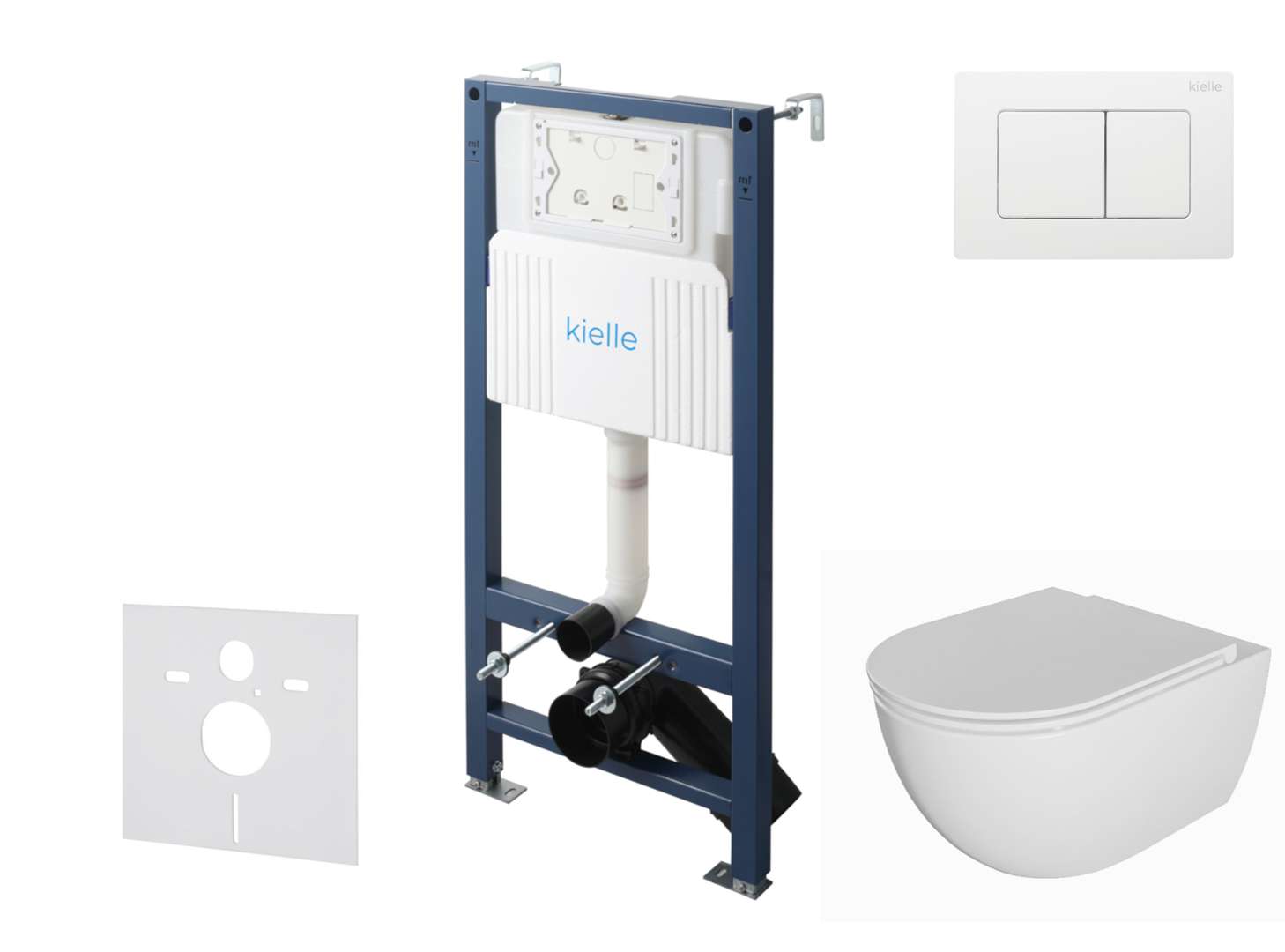 Kielle Genesis New - Set Vorwandinstallation, Wc Oudee, Rimless, Softclose-sitz Und Betätigungsplatte Gemini New Iii, Hochglanz Weiß 30528ss07