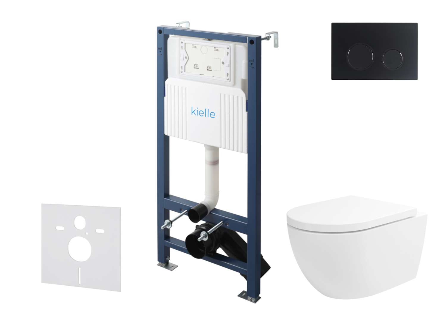 Kielle Genesis New - Set Der Vorwandinstallation, Des Wand-wcs Oudee, Vortex Rimless+, Softclose-sitz Und Betätigungsplatte Gemini New Ii, Mattschwarz 30528ss24