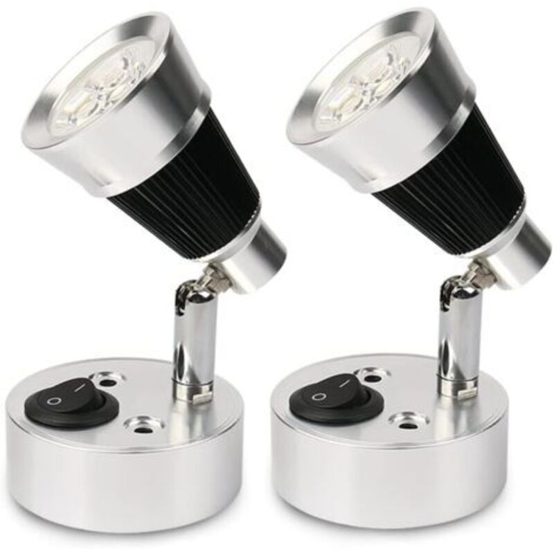 12v Led-wandleseleuchte (2 Stück) Mit Verstellbarem Schalter, Geeignet Für Auto, Transporter, Wohnmobil, Boot Und Yacht