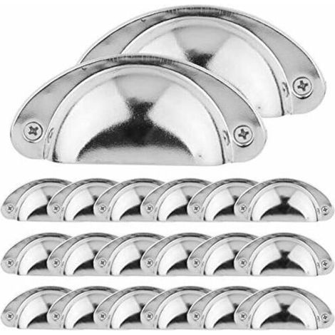 20 Vintage-muschelgriffe Für Küchenschubladen, Gebogene Retro-schranktürknöpfe Aus Eisen, Möbelgriffe, Eisenknöpfe (silber)