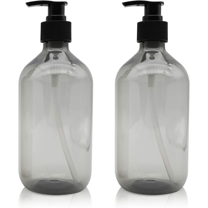 Stück 500-ml-seifenspender, Leere Kunststoff-pumpflaschen, Nachfüllbar Für Ätherische Öle, Lotionen, Shampoo, Spülung (grau)