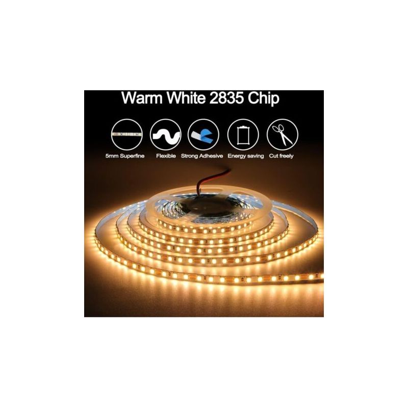 12v 5m Warmweiß 3000k Led-streifen – Ip65 Wasserdicht – 120 Leds/m Für Dekorative Innen- Und Außenbeleuchtung – Energiesparend – 600 Leds