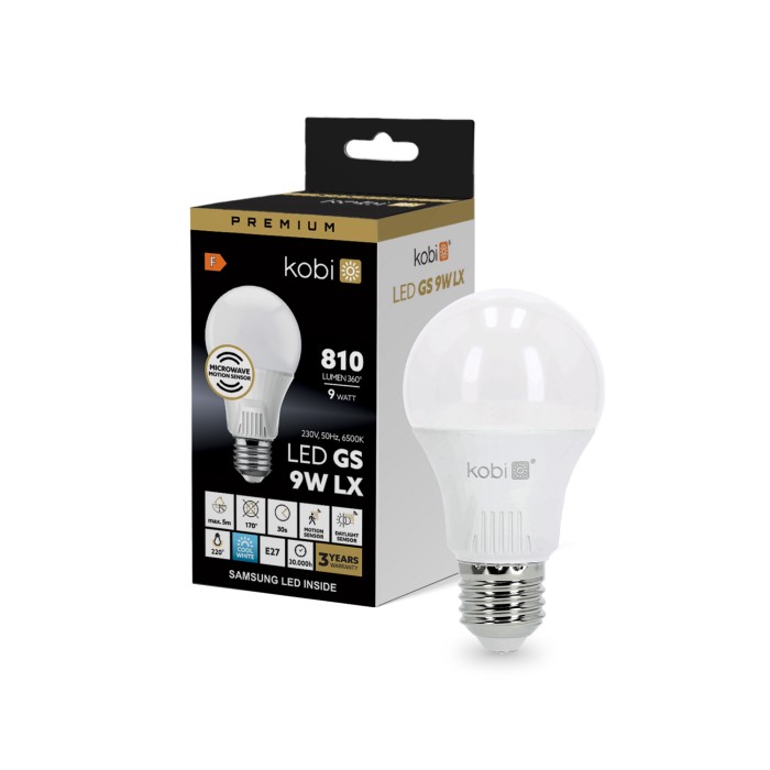 Glühbirne Mit Bewegungs- Und Dämmerungssensor, Milchig-kugelförmig, Kaltes Licht, Samsung Led 9w E27 810lm Kobi