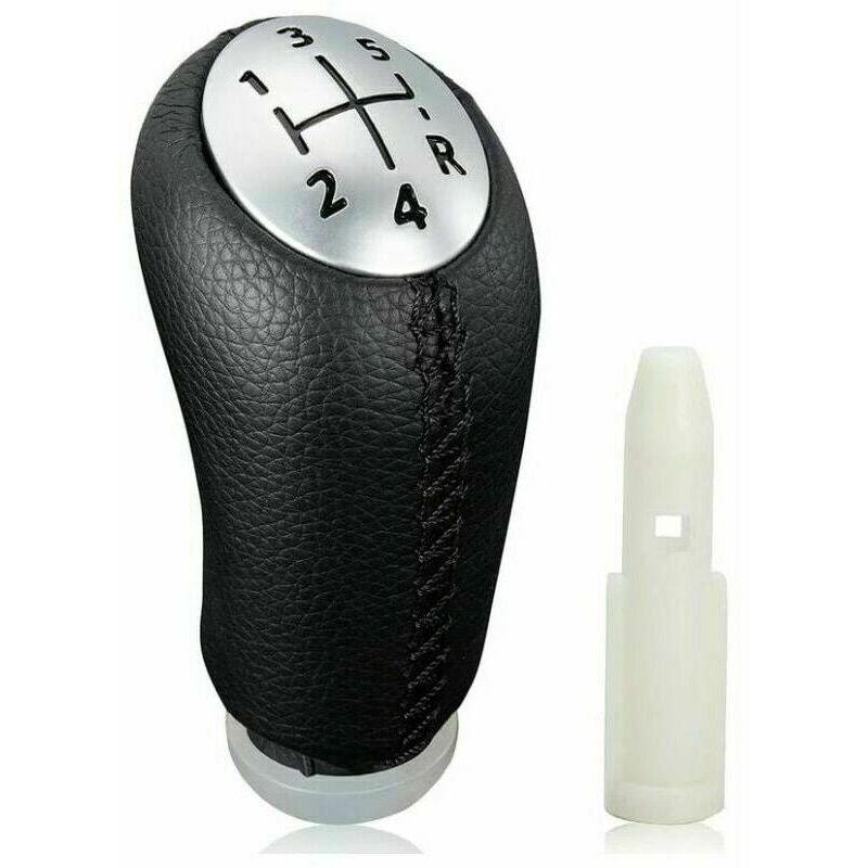 Kzq Schaltknopf Aus Schwarzem Leder Mit Adapter Für Renault Clio Iii 2005-09, Megane 2 Und Laguna 2003-09