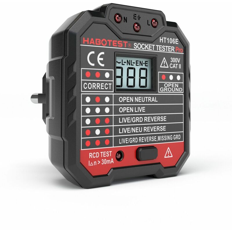 Kzq Kabeltester Kaiweets, 7 Kabelprüfungen, Spannungsanzeige, Differenzialschutztest (48-250v Cat Ii 300v)