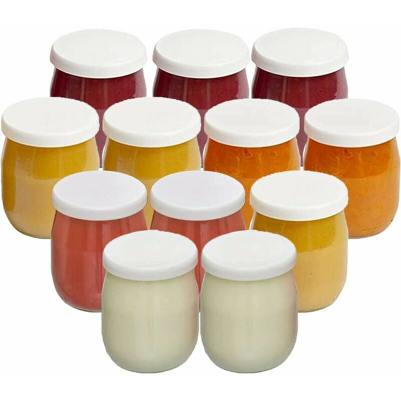 Kzq Set Von 12 Joghurtgläsern Mit Tropfsicherung - Passend Für Joghurtmacher & Multicooker - 143 Ml / 125 G