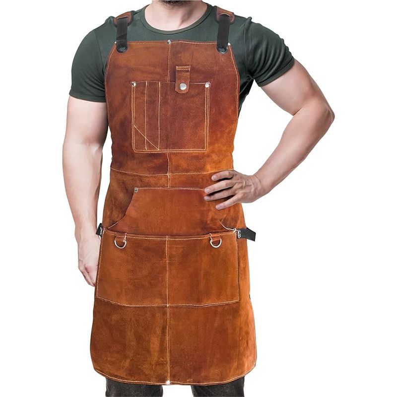 Schweißerschürze Mit 6 Taschen, Hitze- Und Flammbeständig, Schutzhülle Für Werkzeuge, Für Schweißer, Schmiede Und Büchsenmacher