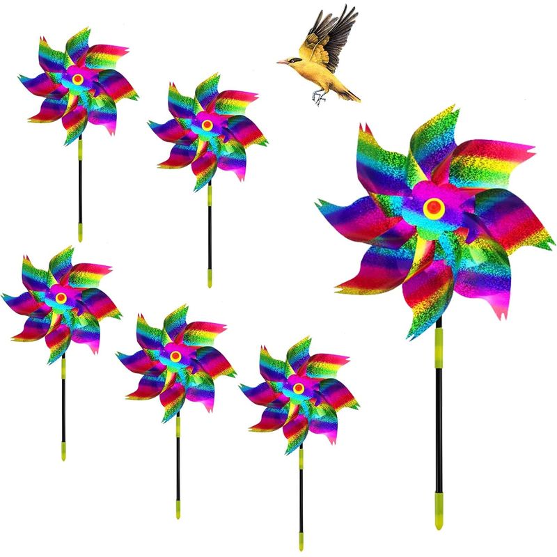 Set Mit 6 Windmühlen Gegen Tauben, Vogelabwehr, Taubenschutz, Balkon, Gegen Hupen, Windmühle Für Hof Und Feld (farbverlauf)
