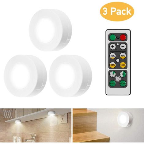 Schrankleuchten Led Mit Fernbedienung, Schrank Lichter 3 Stück Schrankbeleuchtung Led Nachtlicht Kabinett Beleuchtung Led Schranklicht Für Schlafzimmer, Kleiderschrank, Kabinett, Küche - Weiß