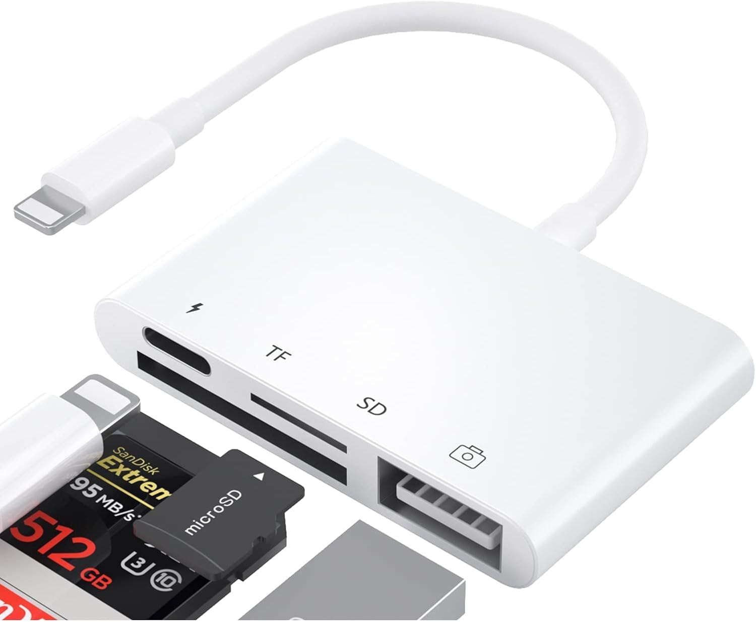 Sd-kartenleser Für Iphone, Ipad, Kamera – 4-in-1 – Sd/tf-adapter, Usb-otg-kabel Für Iphone 14, 13, 12, 11, X, Xs, 8, 7 Und Ipad