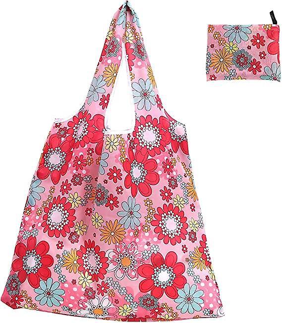 Set Mit 1 Großer, Faltbarer Handtasche (rosa Blumen)